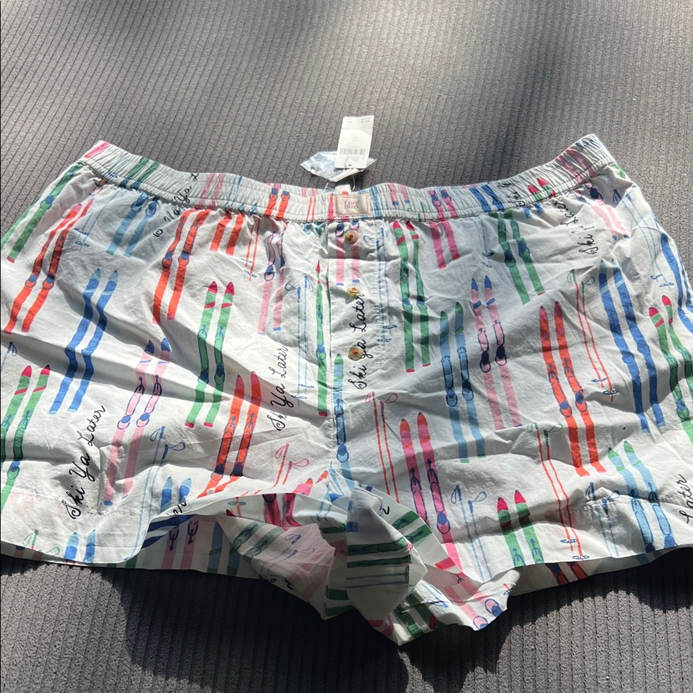 WOMEN Shorts - Multicolor Ski Print Cotton Lounge Shorts